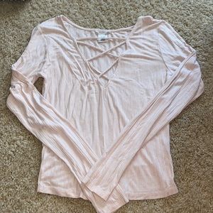 Light pink slightly crop long sleeve